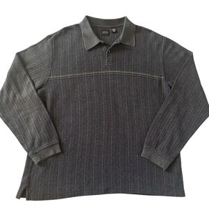 Arrow Charcoal Gray Ribbed Long Sleeve Polo Shirt XL Cotton Blend